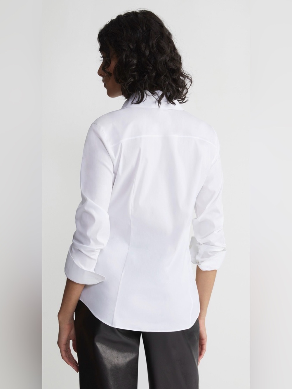NWOT Lafayette148 New York White Italian Stretch CottonButton Down Shirt Size 8 - Picture 3 of 3